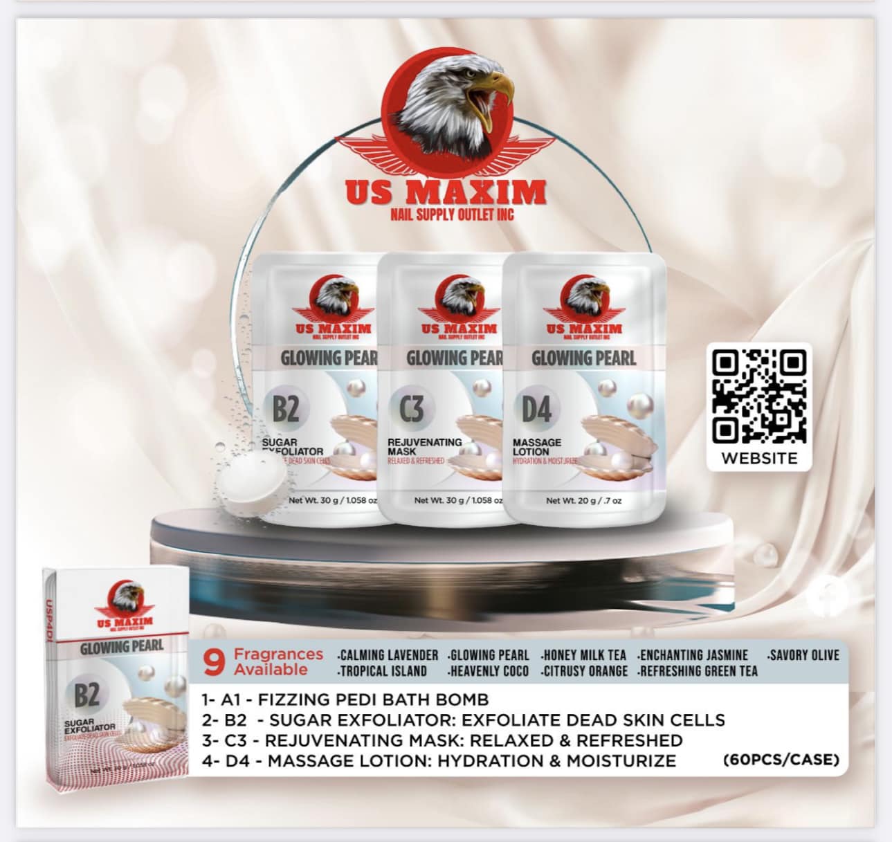 US Maxim 4 Step Pedicure Case- Glowing Pearl BUY 10 FREE 2 image 0