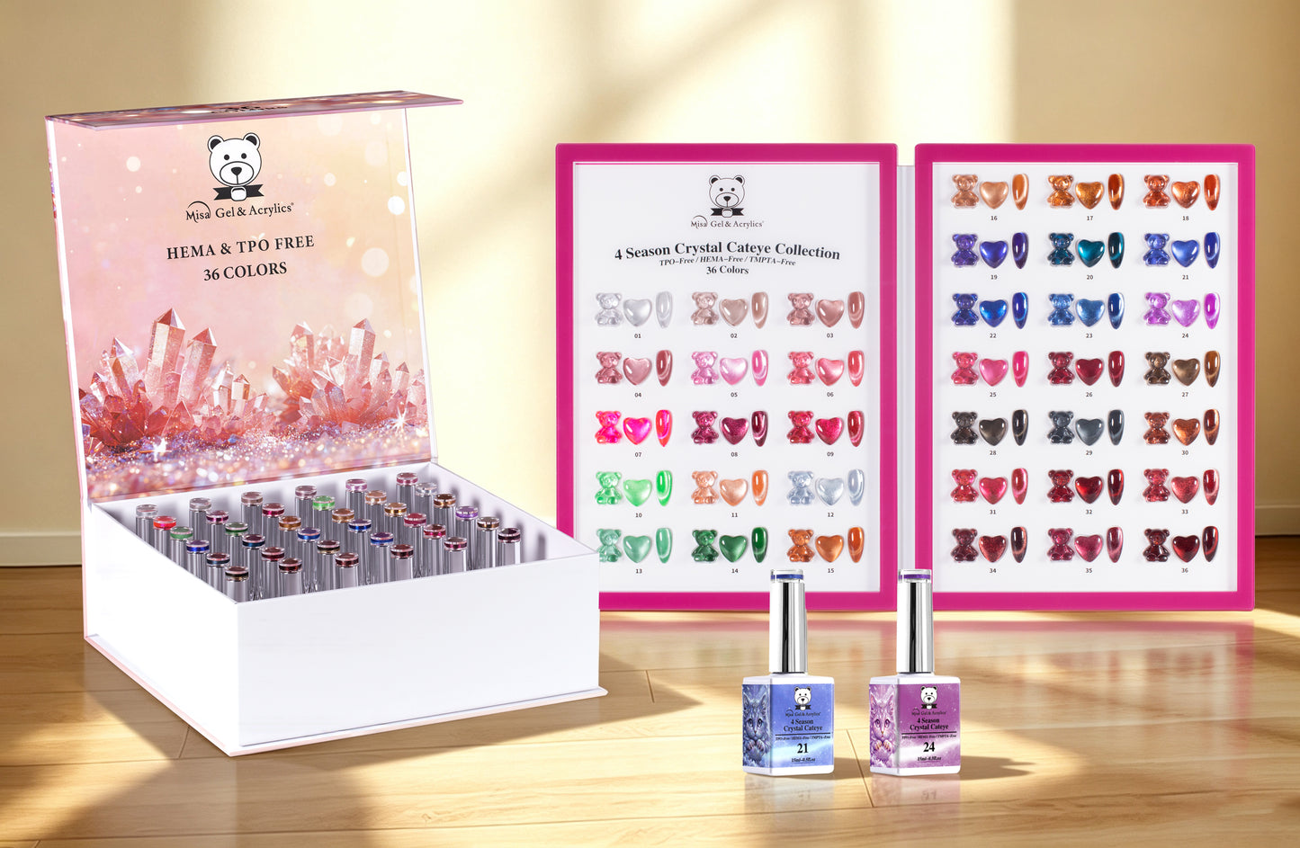 Misa Gel & Acrylics 4 Season Crystal Cat Eye Collection – 36 Colors – HEMA-Free & TPO-Free