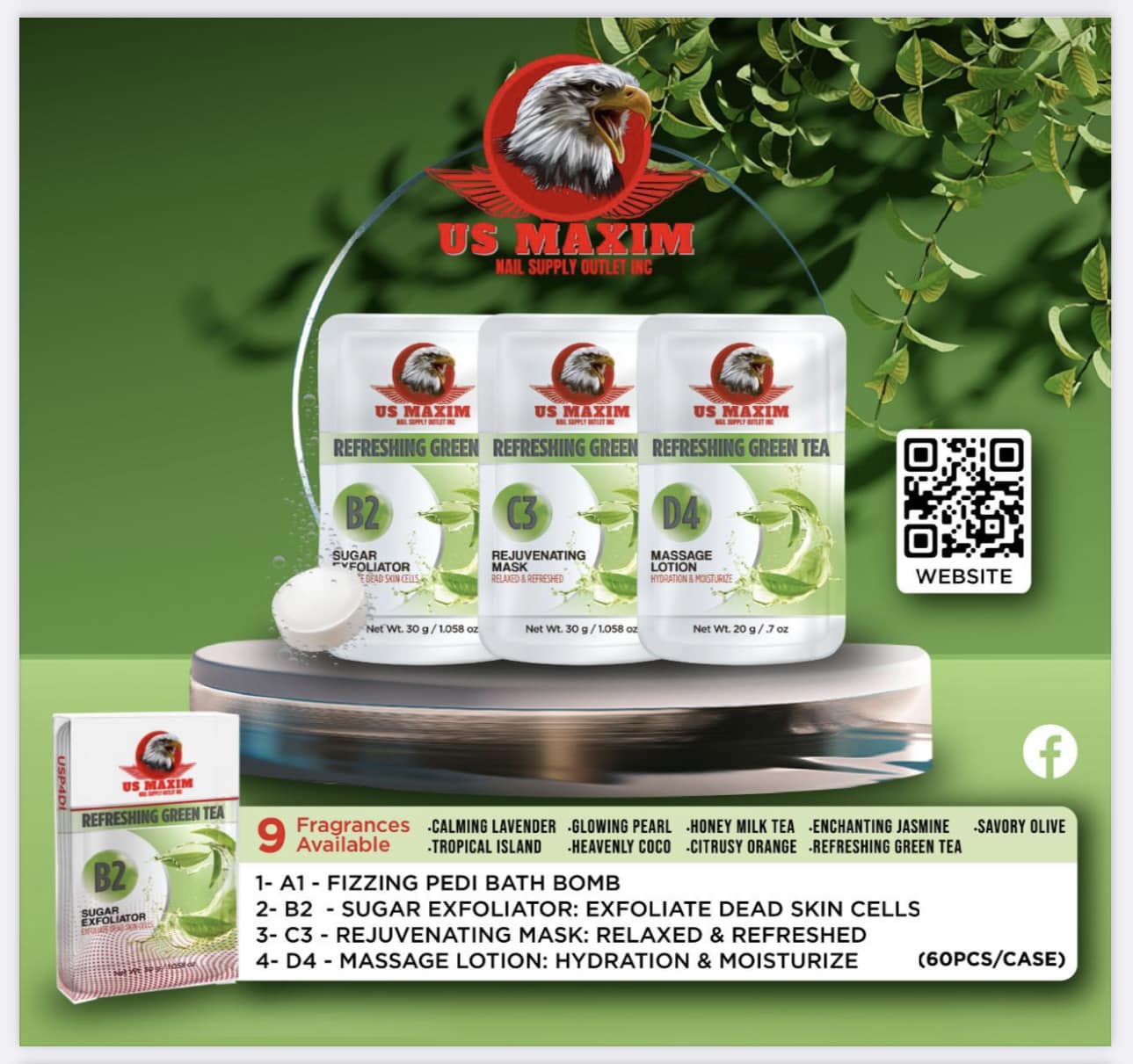 US Maxim 4 Step Pedicure Case- Refreshing Green Tea BUY 10 FREE 2 image 0