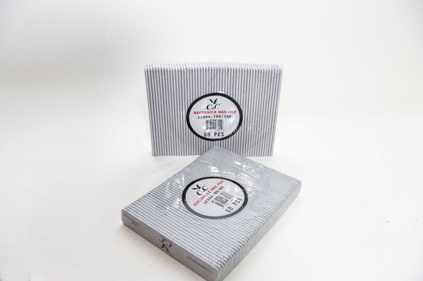CNC 80/80 Zebra Rectangle Nail File 50pcs/pk image 2