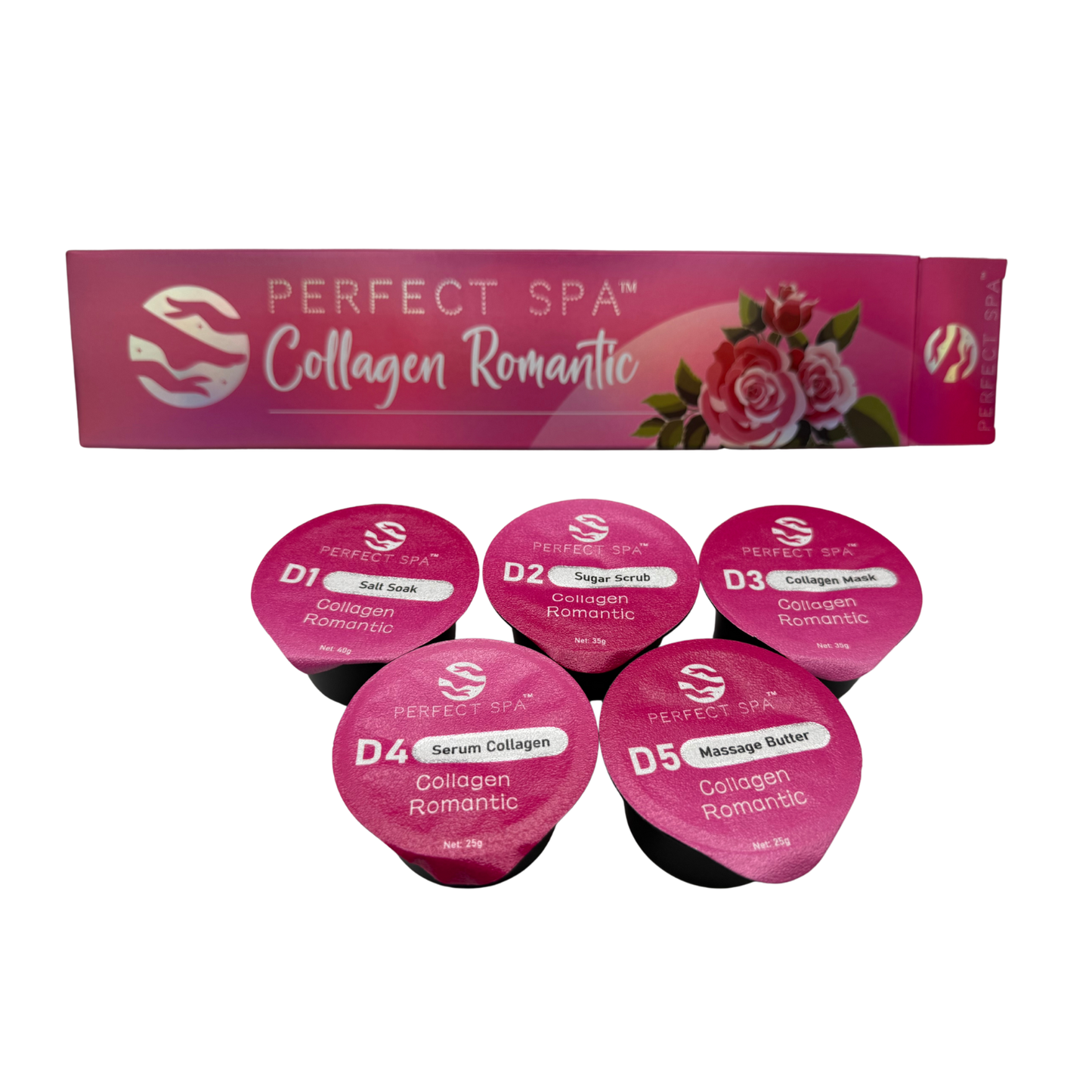 Perfect Spa Collagen Romantic – 5-in-1 Pedicure Kit (Box of 50) | Floral & Hydrating Collagen Pedicure Buy 5 Get 1 Free