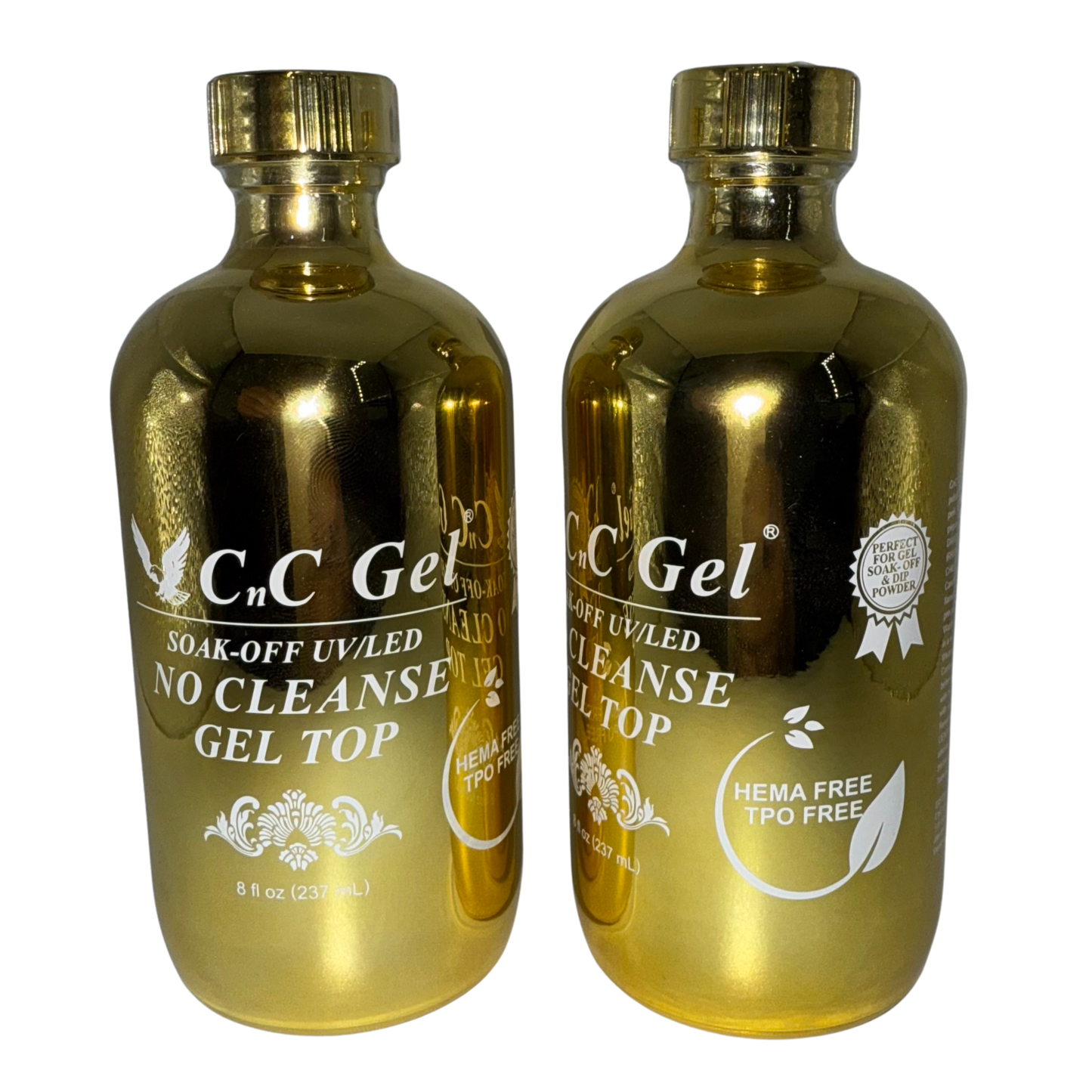 CnC Gel Top No Cleanse - HEMA/TPO-FREE - Soak-Off UV/LED – 8oz + 1 Free 8oz Bottle