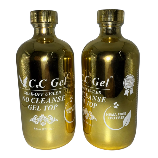CnC Gel Top No Cleanse - HEMA/TPO-FREE - Soak-Off UV/LED – 8oz + 1 Free 8oz Bottle