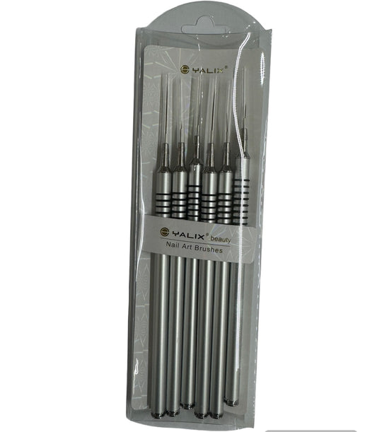 YALIX Beauty Nail Art Brushes Silver Set image 0