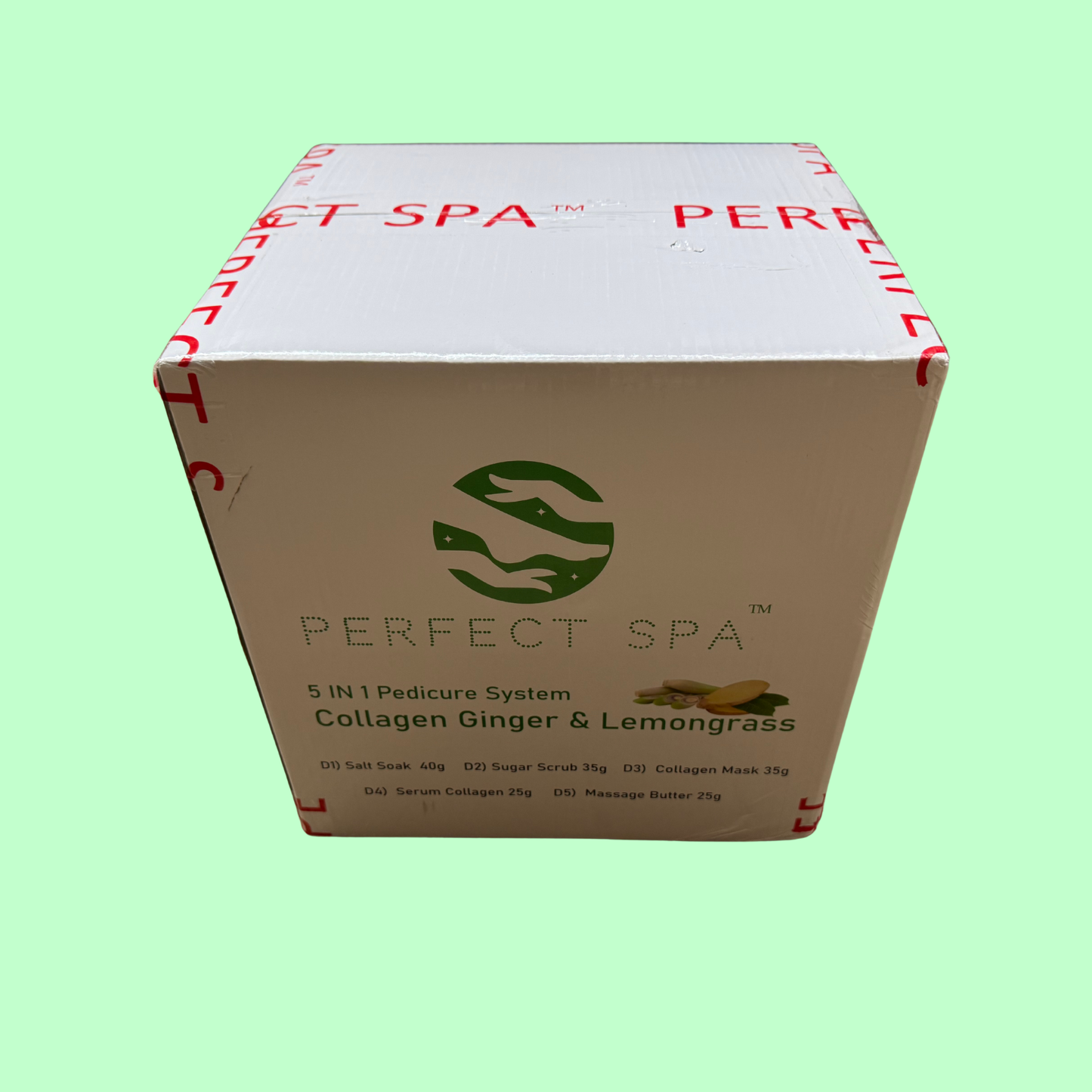 Perfect Spa Collagen Ginger & Lemongrass – 5-in-1 Pedicure Kit (Box of 50) | Refreshing & Detoxifying Collagen Pedicure Buy 5 Get 1 Free