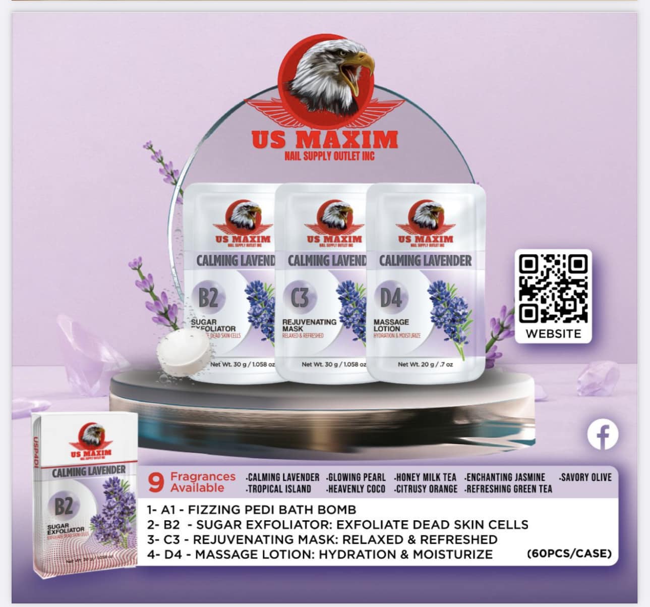 US Maxim 4 Step Pedicure Case- Calming Lavender BUY 10 FREE 2 image 0