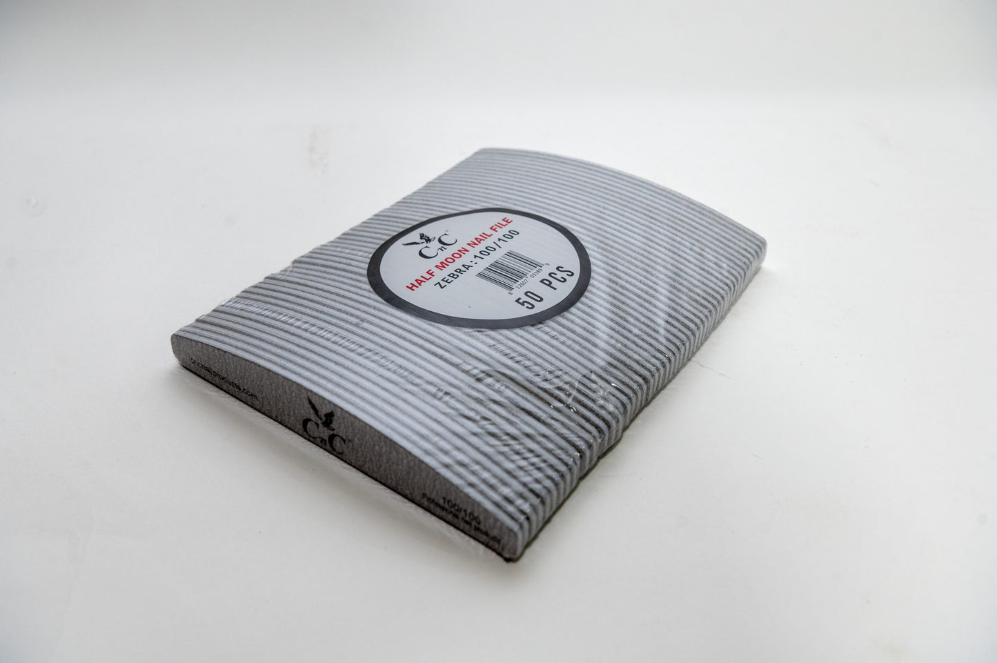 CNC 100/100 Zebra Half Moon Nail File 50pcs/pk image 0