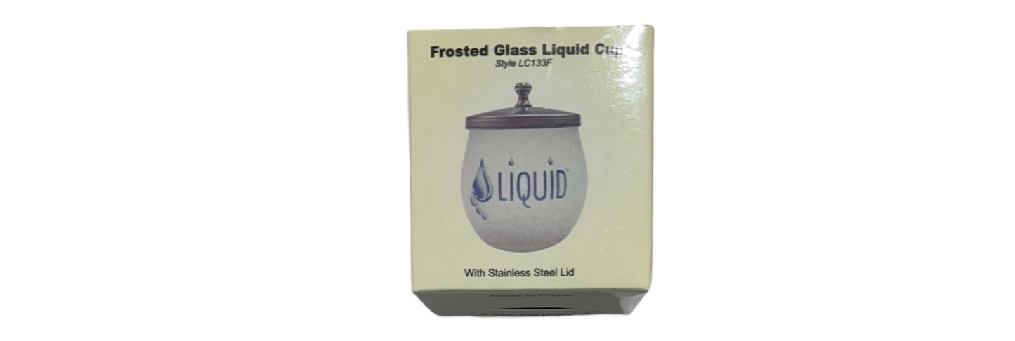 Frosted Glass Liquid Cup with Stainless Steel Lid image 0