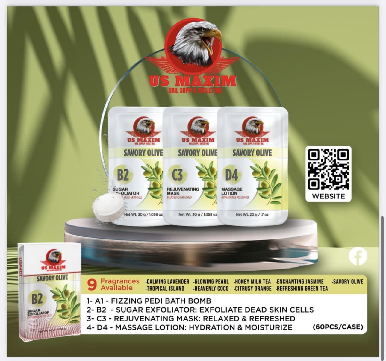 US Maxim 4 Step Pedicure Case- Savory Olive BUY 10 FREE 2 image 0