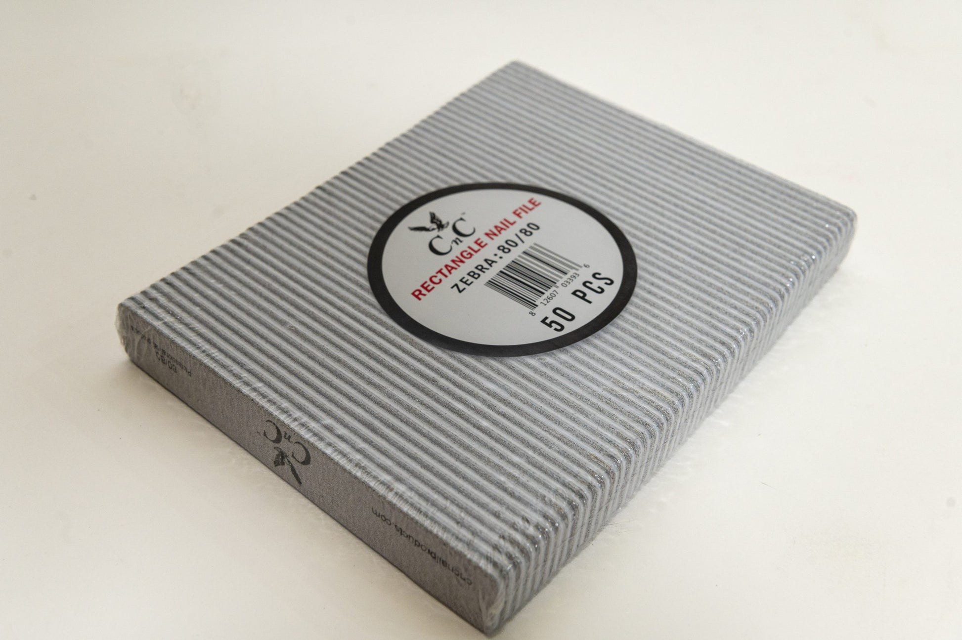 CNC 80/80 Zebra Rectangle Nail File 50pcs/pk image 1