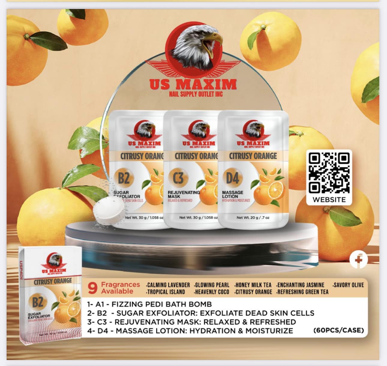 US Maxim 4 Step Pedicure Case- Citrusy Orange BUY 10 FREE 2 image 0