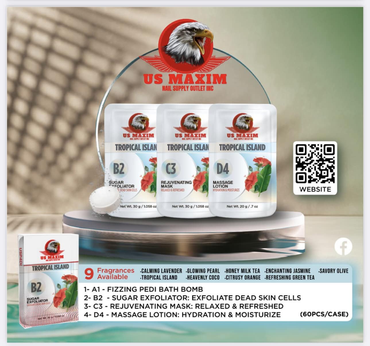 US Maxim 4 Step Pedicure Case- Tropical Island BUY 10 FREE 2 image 0