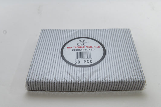 CNC 80/80 Zebra Rectangle Nail File 50pcs/pk image 0