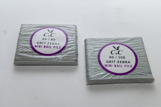 CNC 80/100 Grit Zebra Mini Nail File 100pcs/pk image 1