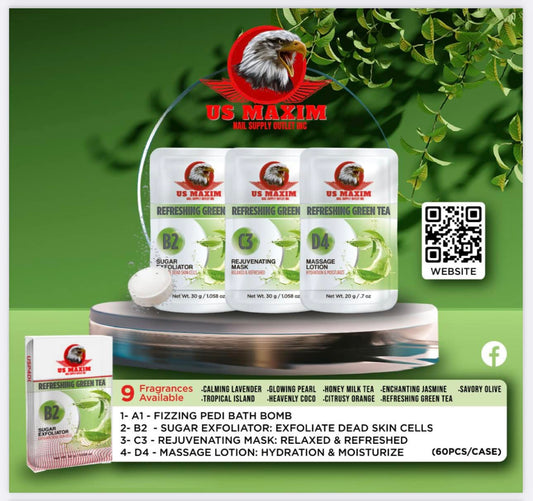 US Maxim 4 Step Pedicure Case- Refreshing Green Tea BUY 10 FREE 2 image 0